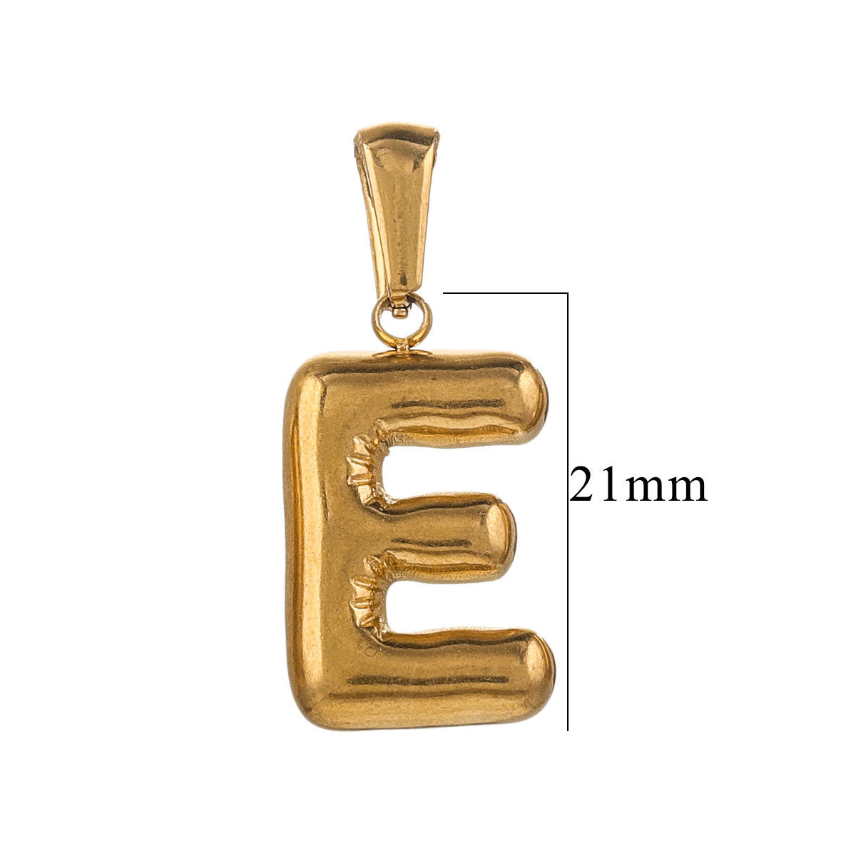 PD12 Puff Letter Pendant with Hook Stainless Steel No Tarnish Waterproof Golden Color Pendant