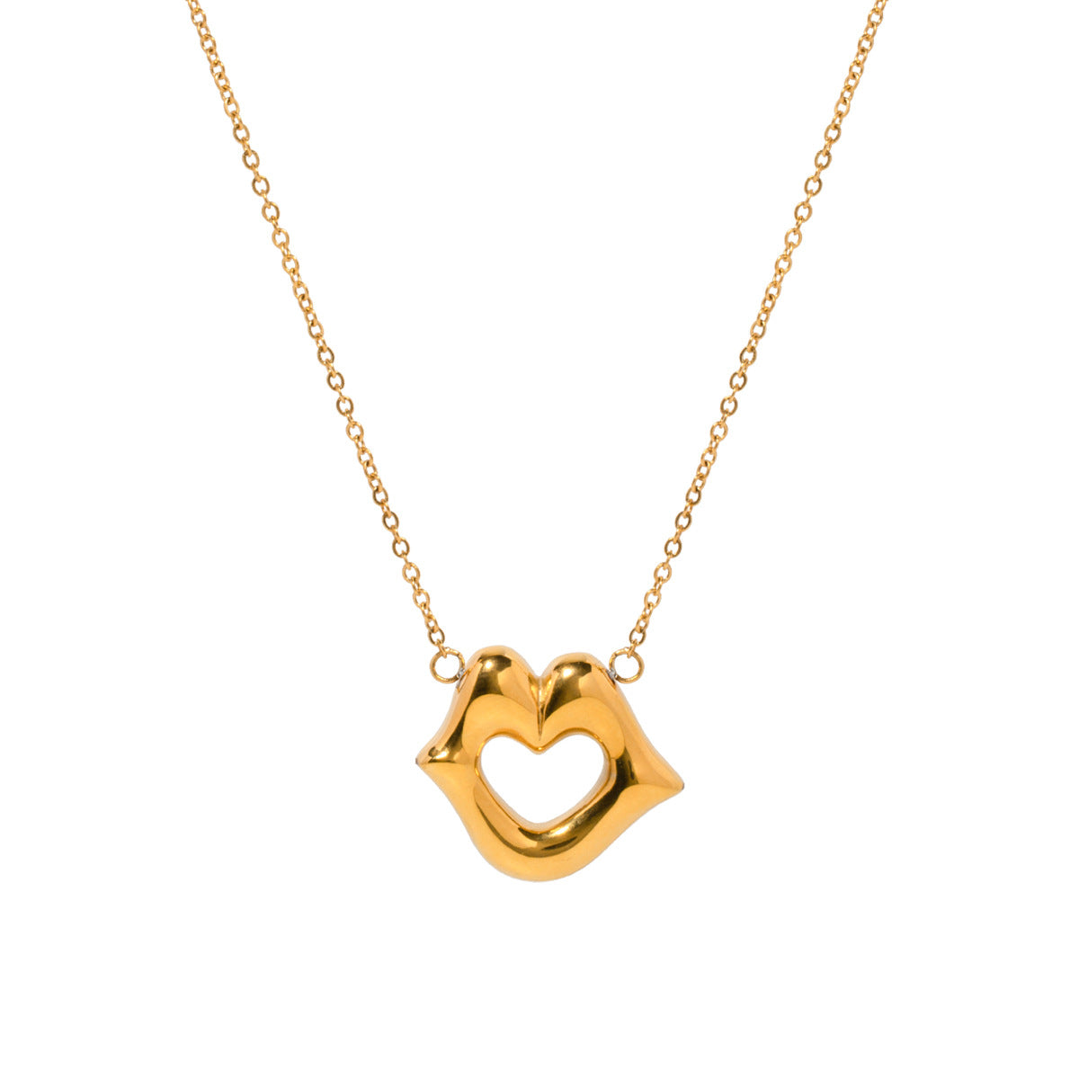 JDN2310008 18k Golden Color Stainless Steel Lip Pendant Necklace for Women