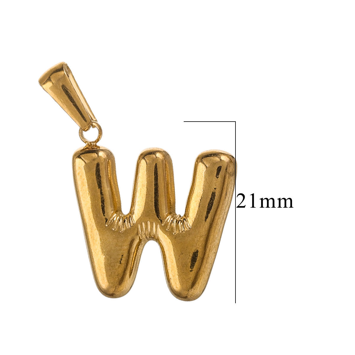 PD12 Puff Letter Pendant with Hook Stainless Steel No Tarnish Waterproof Golden Color Pendant