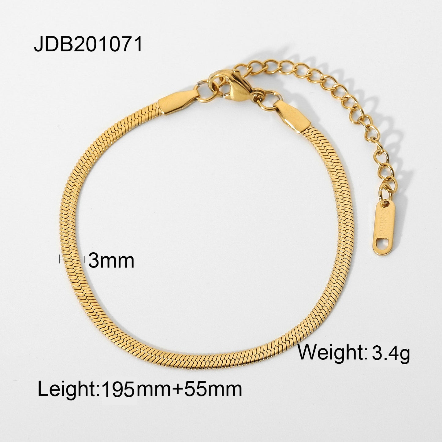 JDB2 Bracelet Stainless Steel Bracelet no Tarnish Waterproof Chain Bracelet for Women