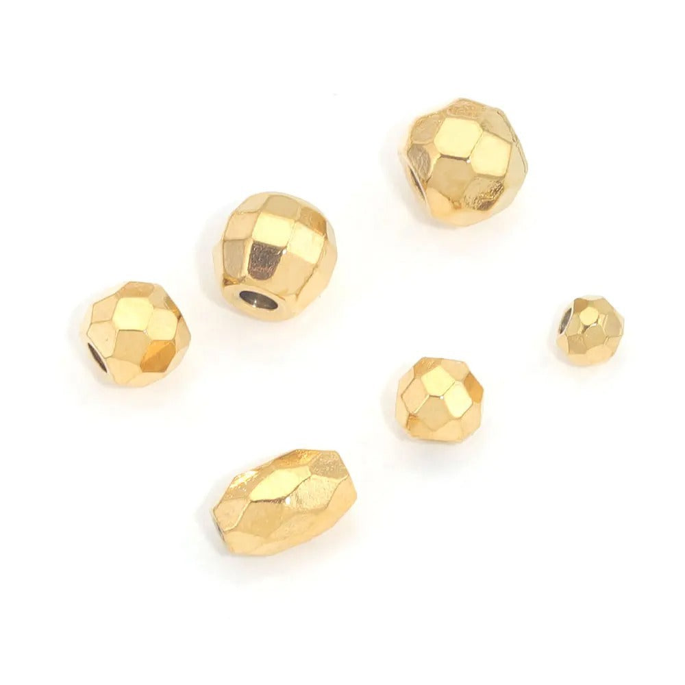 SPC58 Stainless Steel Faceted Spacer Beads for DIY Jewelry Making Bracelet Necklace Accessories