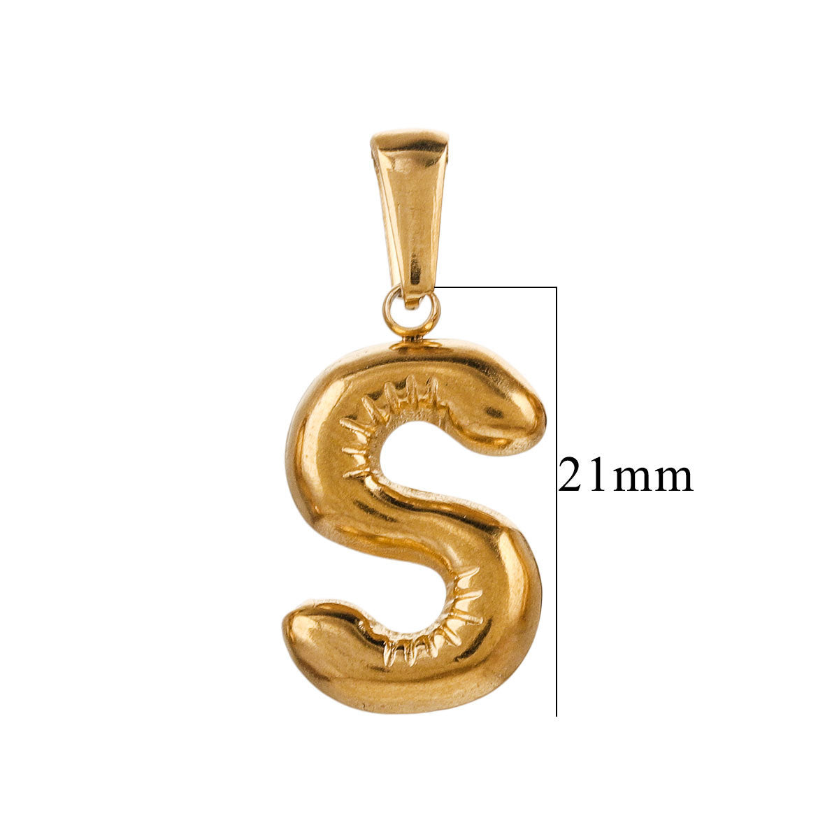 PD12 Puff Letter Pendant with Hook Stainless Steel No Tarnish Waterproof Golden Color Pendant