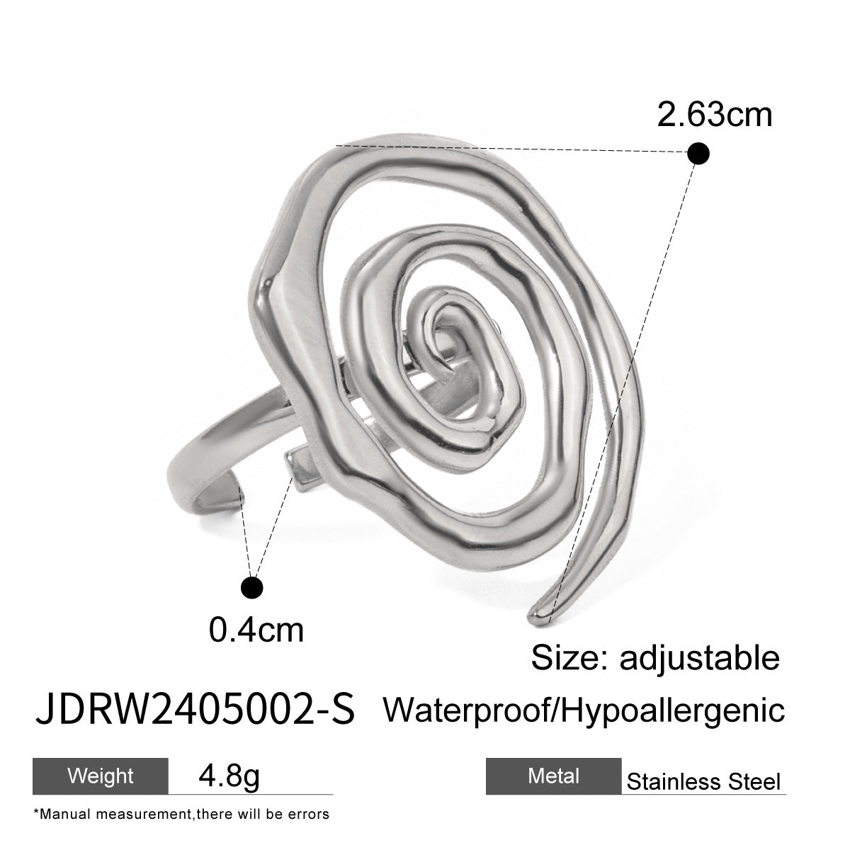 JDEW2311025 Sea snail Design Ring Earrings Necklace Jewelry Set Stainless Steel No Tarnish