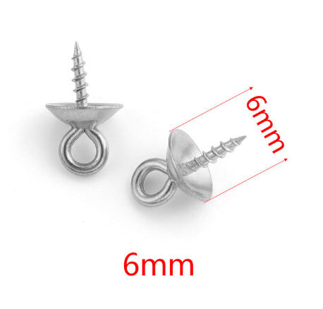 P04 Screw Eye Pins Peg Bail Small Stainless Steel Cup Pear Eyelet Screw Eye Pins for Jewelry Making Earring DIY Beads Craft 50pcs per Bag