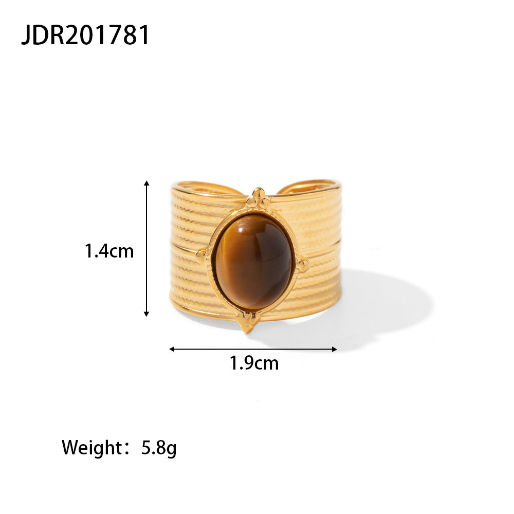 JDR20 Ring Vintage Style Stainless Steel Women's Ring Adjustable Size