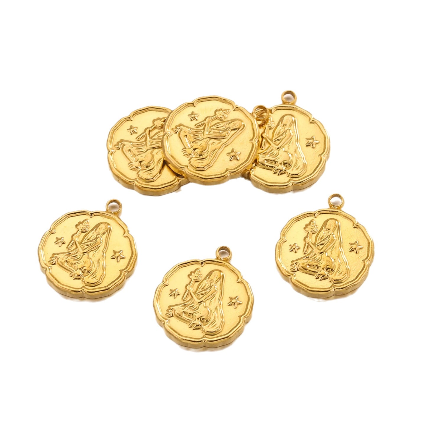 PD15 Zodiac Sign Pendant Stainless Steel Pendant 18k Golden Color Waterproof no Tarnish Pendant