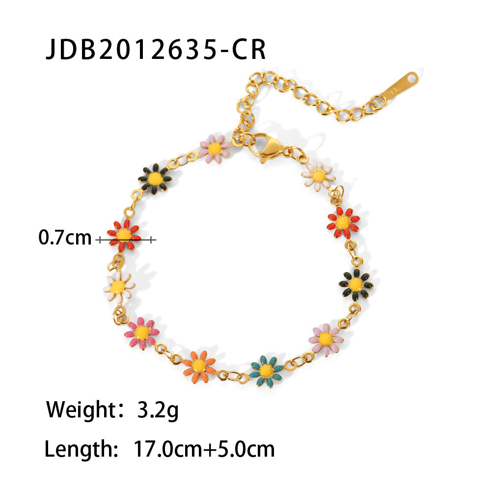 JDB2012635 Stainless Steel Daisy Flower Necklace Bracelet NO tarnish Necklace for Women