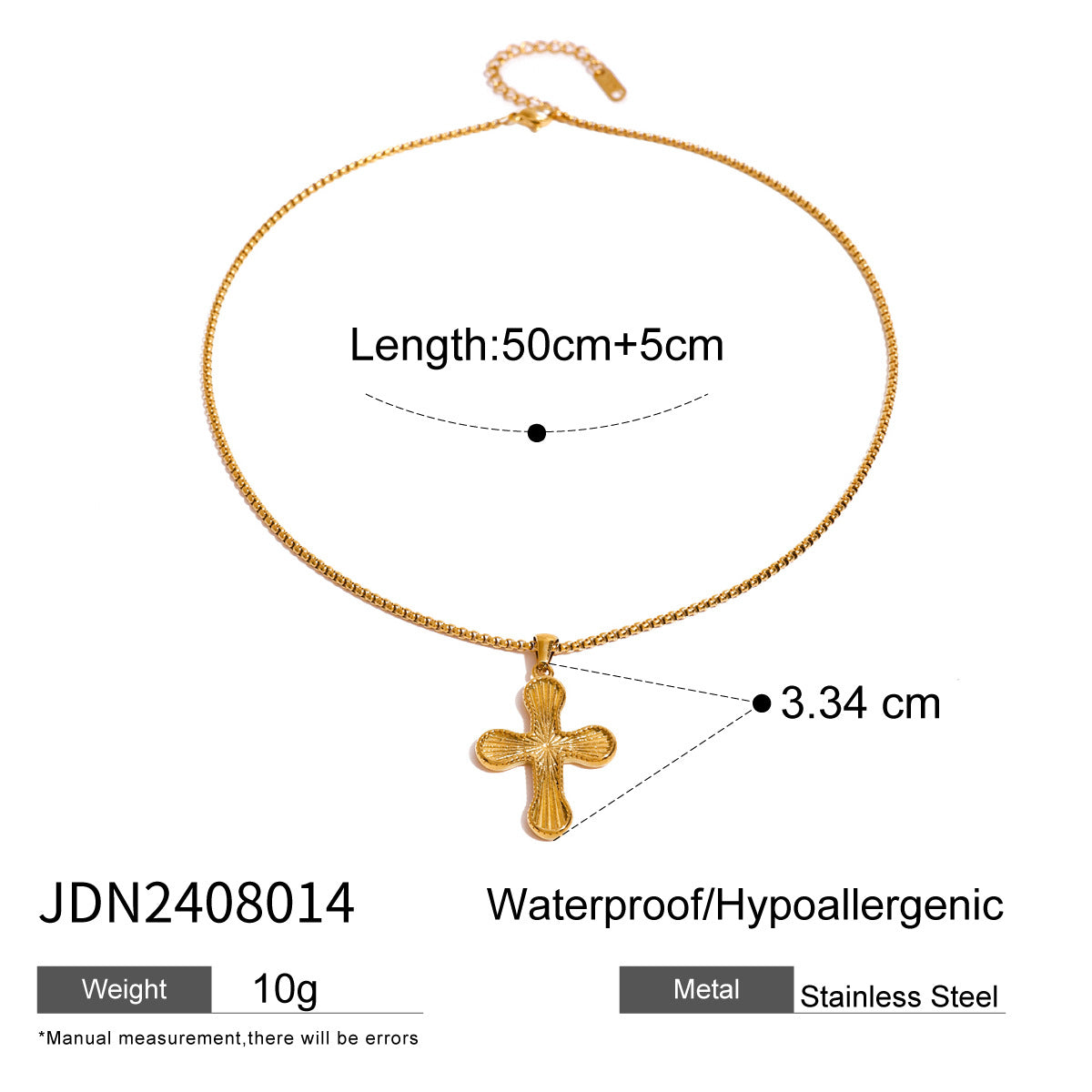 JDN2408010 Cross Pendant Necklace Stainless Steel Necklace Waterproof Chain Necklace for Women