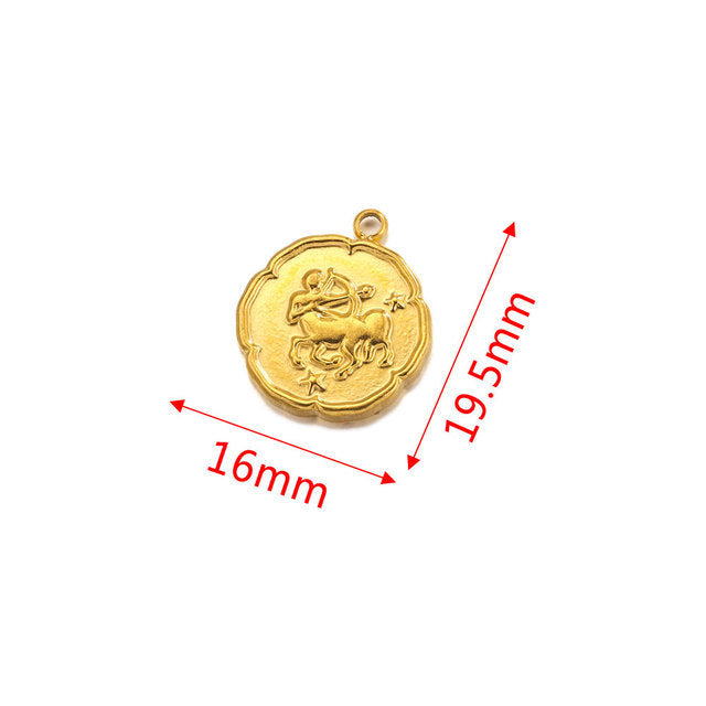 PD15 Zodiac Sign Pendant Stainless Steel Pendant 18k Golden Color Waterproof no Tarnish Pendant