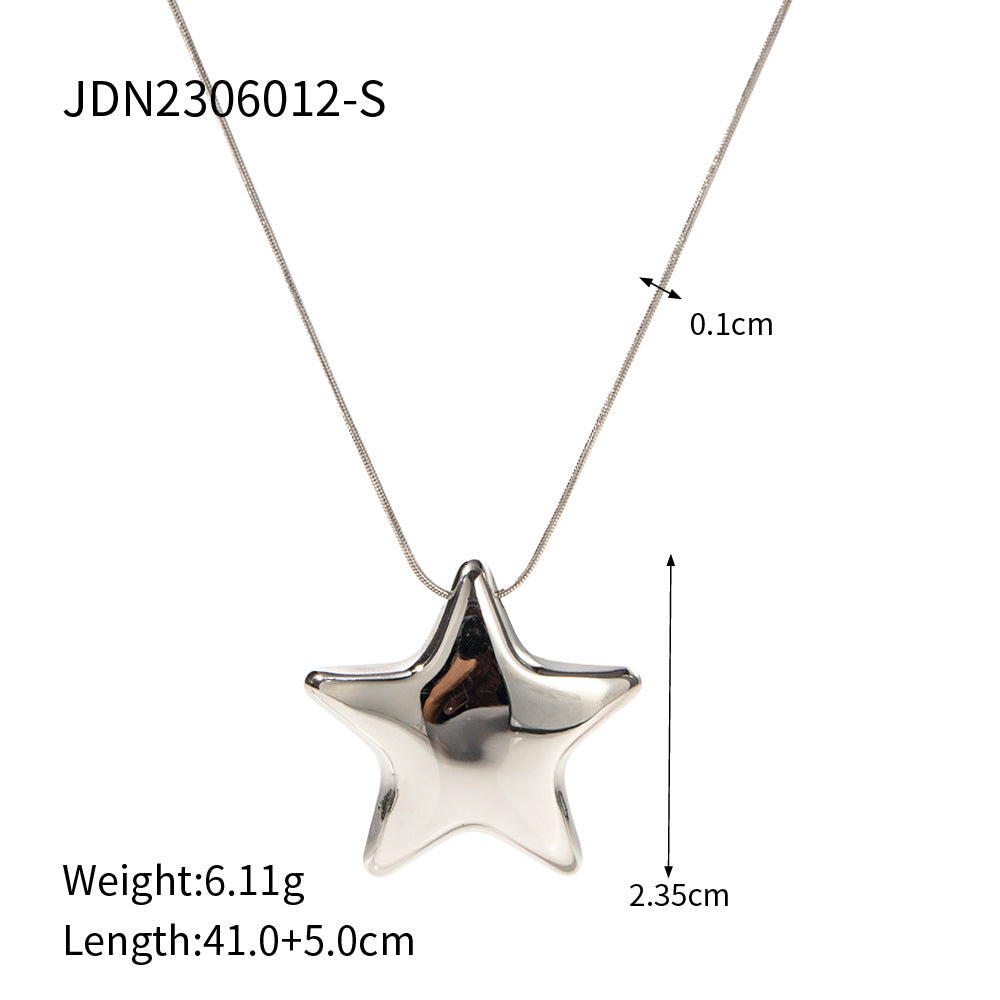 JDE2406005 Stainless Steel Star Pendant Necklace Ring Earrings Set Waterproof 18k Gold Plated Jewelry set