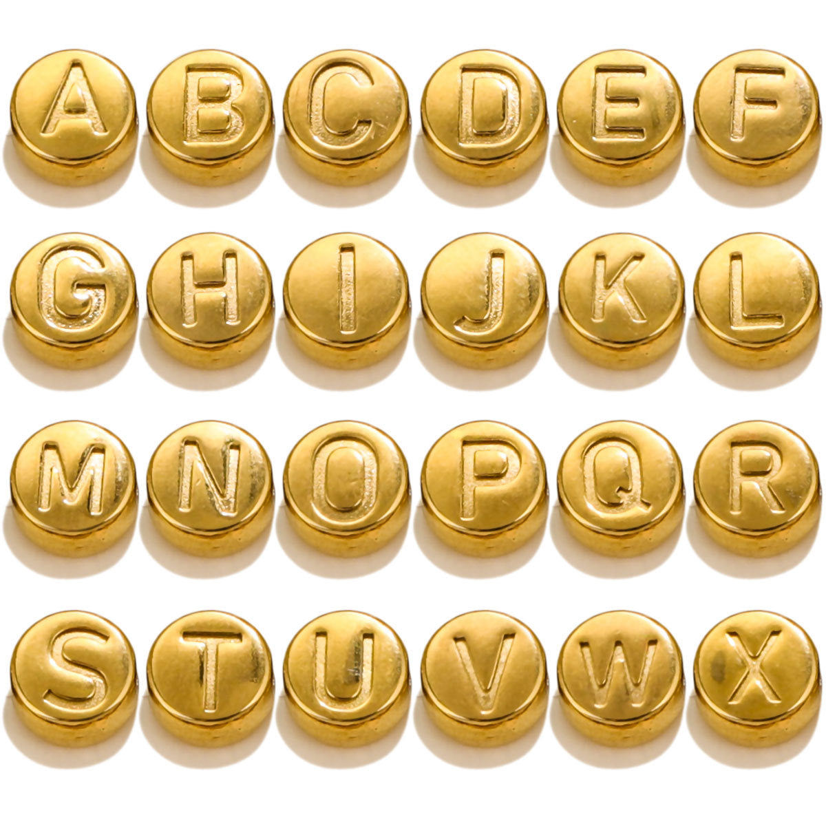 SPC70 26 Letters Charms Beads Golden Color Stainless Steel Spacer Charms Beads for DIY Accessories