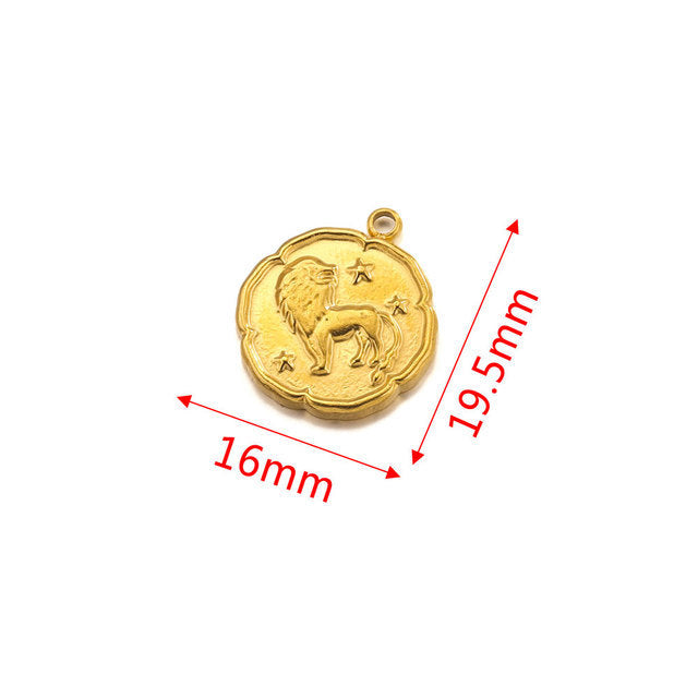 PD15 Zodiac Sign Pendant Stainless Steel Pendant 18k Golden Color Waterproof no Tarnish Pendant