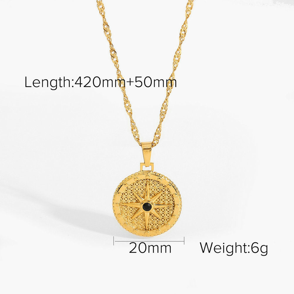 JDN20292 Stainless Steel Octagram Pendant 8 PointS of Star Choker Necklace for Women