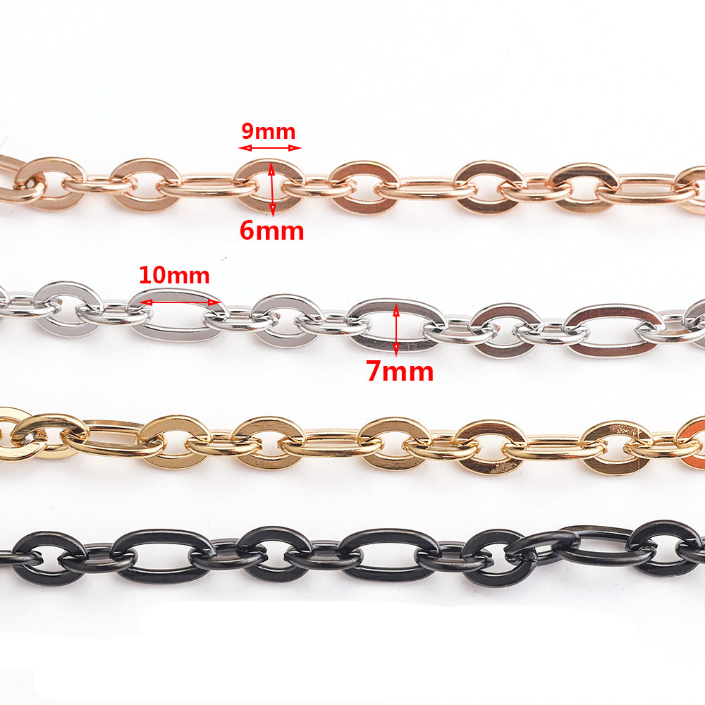 CH16 Flat O chain for DIY Necklace Stainless Steel Golden Color Black Color Chain