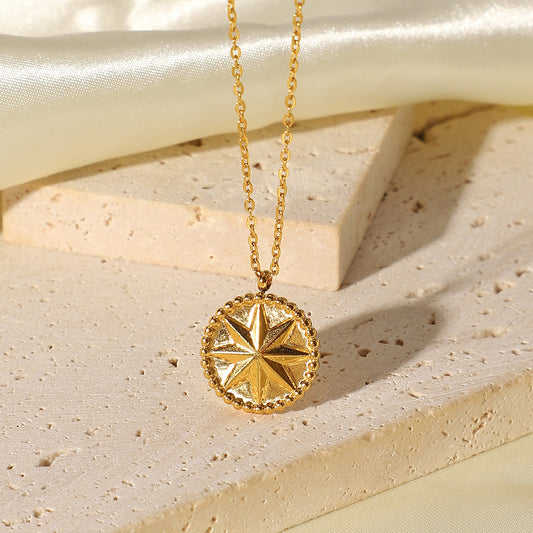 JDN20768 18KGolden Color Octagram Pendant Stainless Steel Necklace for Women