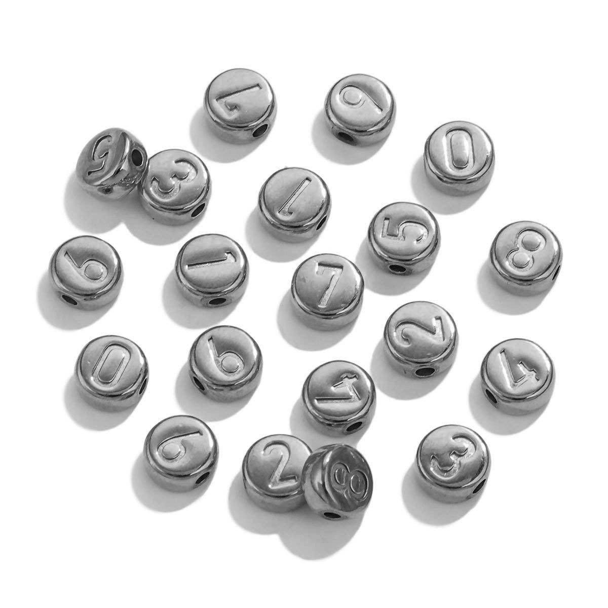 SPC50 0-9 Numbers Carved Spacer Beads Charms Beads for Bracelet DIY Accessories