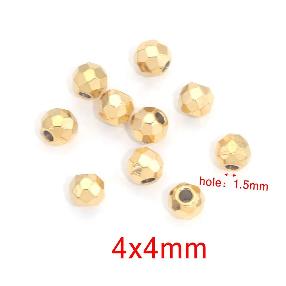 SPC58 Stainless Steel Faceted Spacer Beads for DIY Jewelry Making Bracelet Necklace Accessories