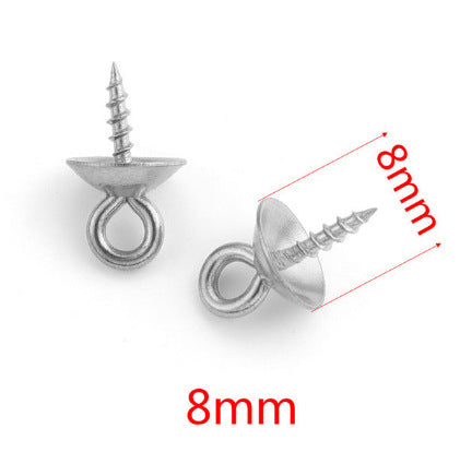 P04 Screw Eye Pins Peg Bail Small Stainless Steel Cup Pear Eyelet Screw Eye Pins for Jewelry Making Earring DIY Beads Craft 50pcs per Bag