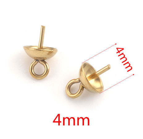 P04 Screw Eye Pins Peg Bail Small Stainless Steel Cup Pear Eyelet Screw Eye Pins for Jewelry Making Earring DIY Beads Craft 50pcs per Bag