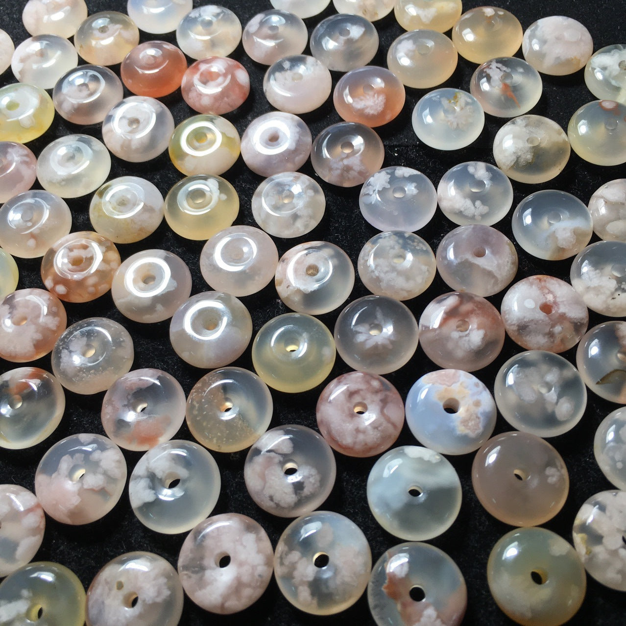 PD07 2.5mm Flower Agate Donut Natural Agate