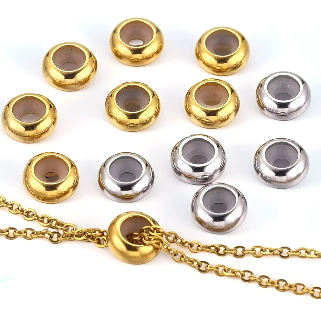 CB06 Stainless Steel Silicone Stopper Beads Chain Stopper Beads for DIY Bracelet Jewelry Making