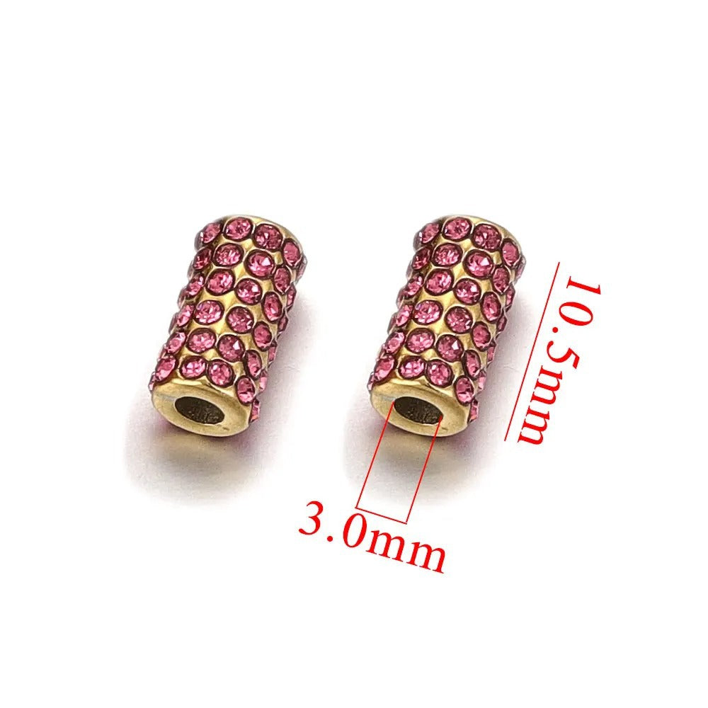 SPC61 Stainless Steel Zircon Spacers Charms Beads for DIY Bracelet Making