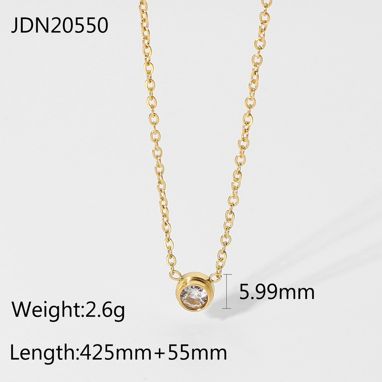 JDN20550 Stainless Steel Chain Necklace with Zircon Diamond Pendent Waterproof Chain Necklace