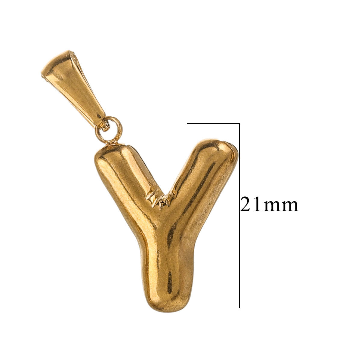 PD12 Puff Letter Pendant with Hook Stainless Steel No Tarnish Waterproof Golden Color Pendant