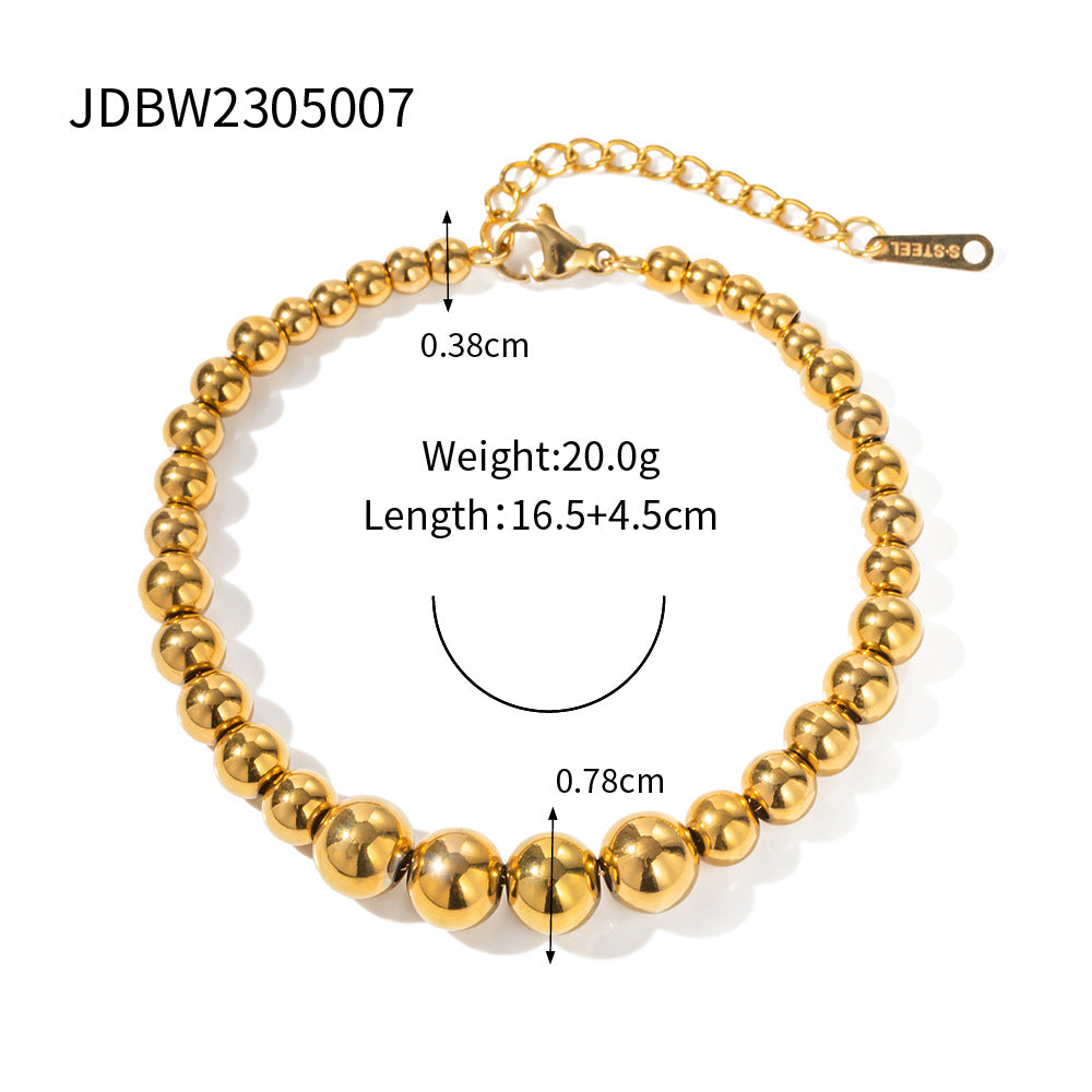 JDB2407018 Stainless Steel Beaded Bracelet Metal Chain With Letters