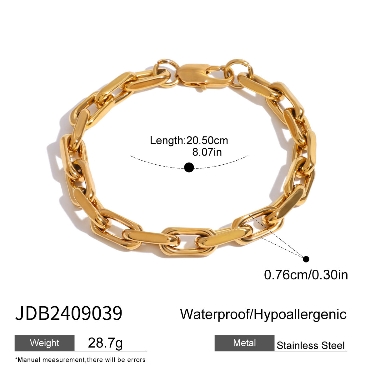 JDB2409039 Stainless Steel Cross Chain Bracelet for Women