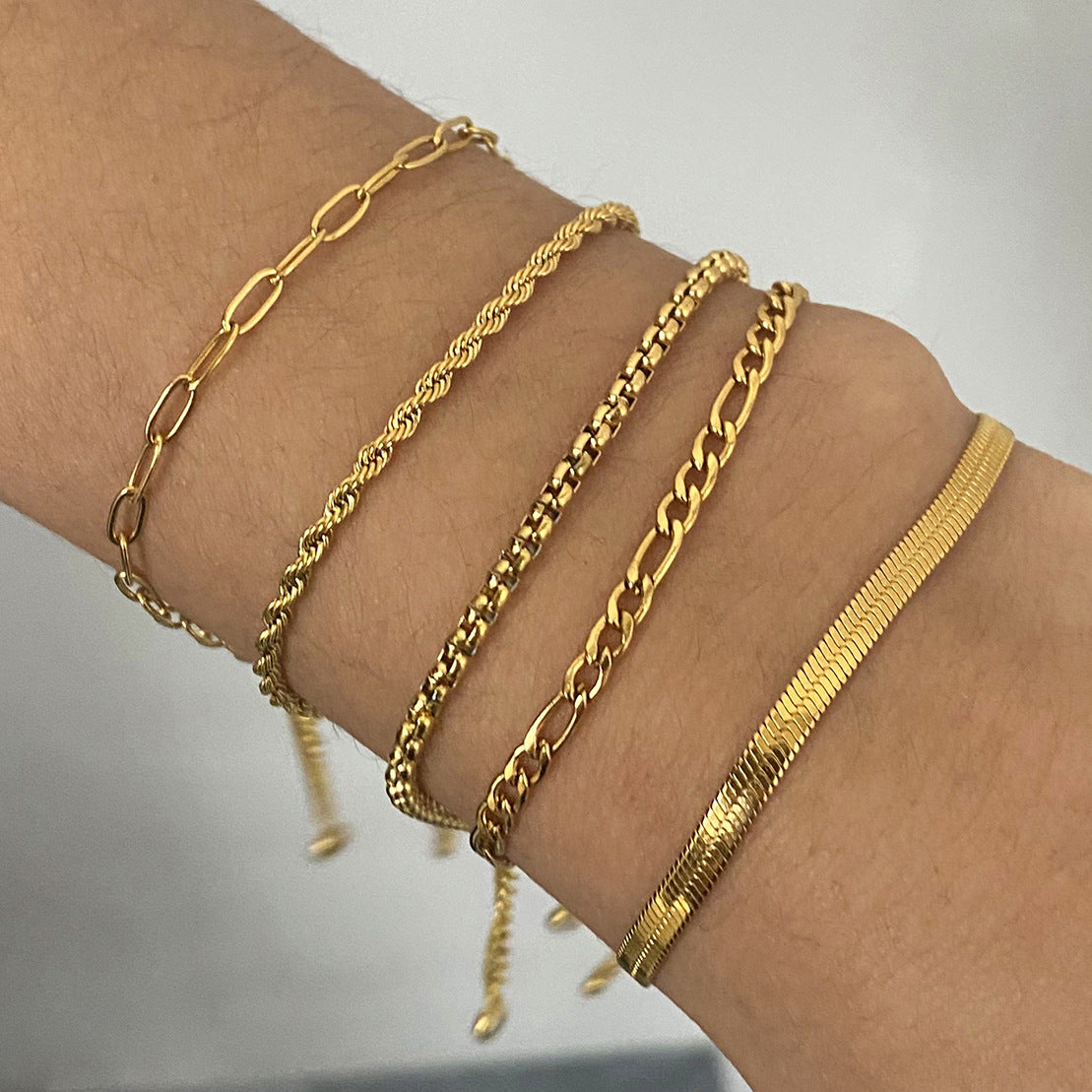 JDB2409031 18K Golden Color Stainless Steel Stackable Bracelets