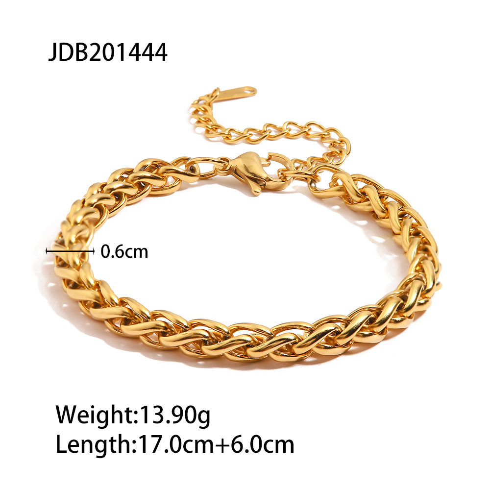 JDB201051 Vintage Style Stainless Steel Cuban Link Bracelet for Women