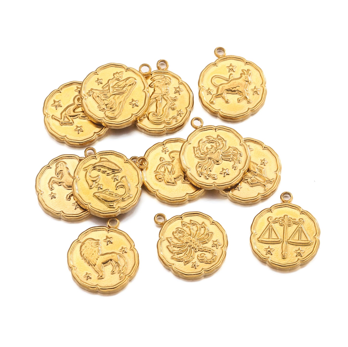 PD15 Zodiac Sign Pendant Stainless Steel Pendant 18k Golden Color Waterproof no Tarnish Pendant