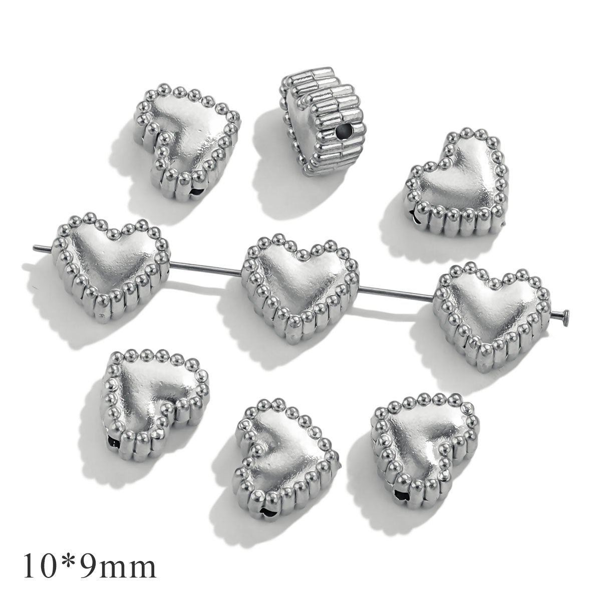 SPC30 Heart Shape Charms Beads Stainless Steel DIY Spacer Beads for Bracelet Necklace DIY Accessories