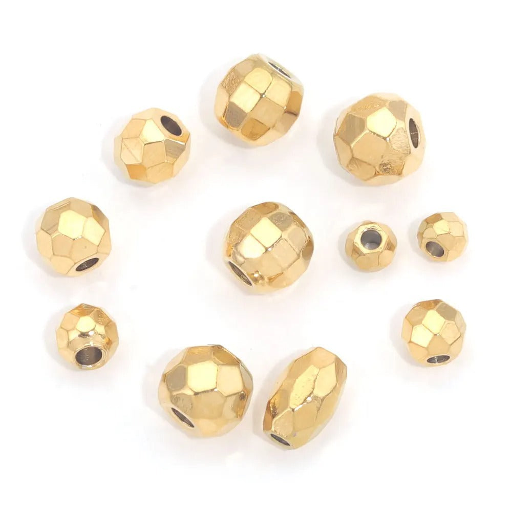 SPC58 Stainless Steel Faceted Spacer Beads for DIY Jewelry Making Bracelet Necklace Accessories