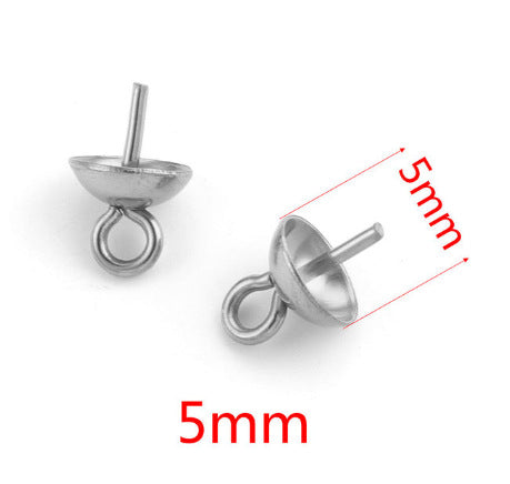 P04 Screw Eye Pins Peg Bail Small Stainless Steel Cup Pear Eyelet Screw Eye Pins for Jewelry Making Earring DIY Beads Craft 50pcs per Bag