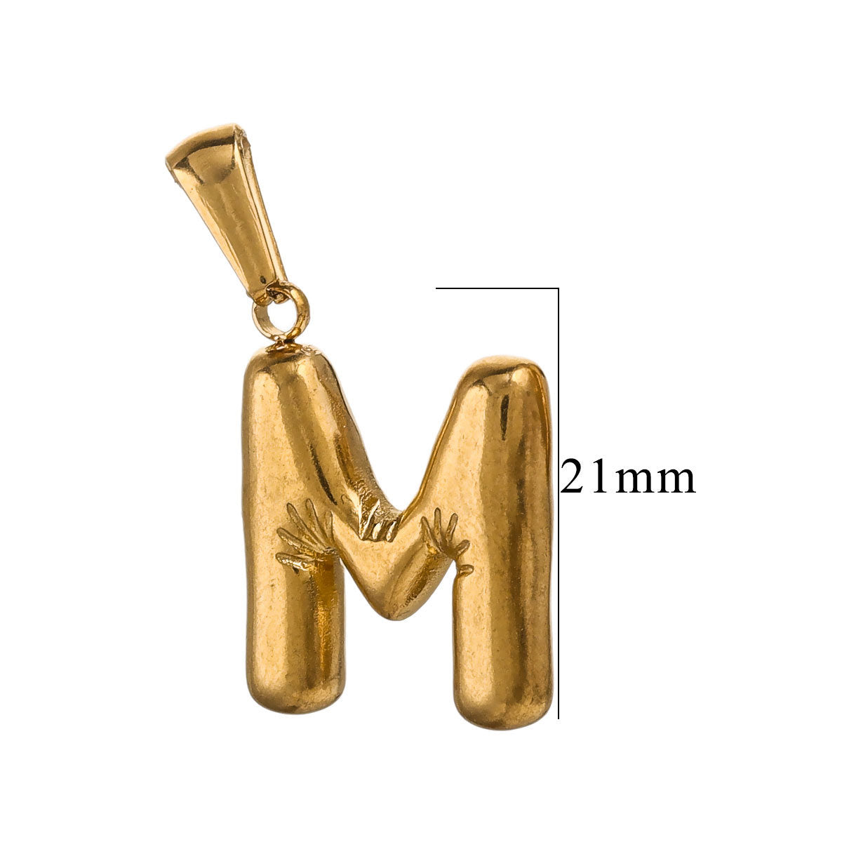 PD12 Puff Letter Pendant with Hook Stainless Steel No Tarnish Waterproof Golden Color Pendant