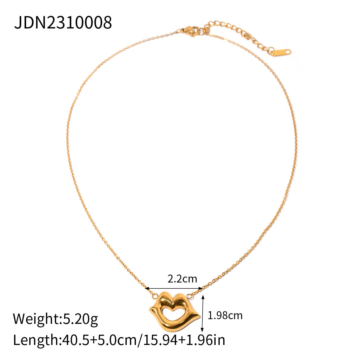 JDN2310008 18k Golden Color Stainless Steel Lip Pendant Necklace for Women