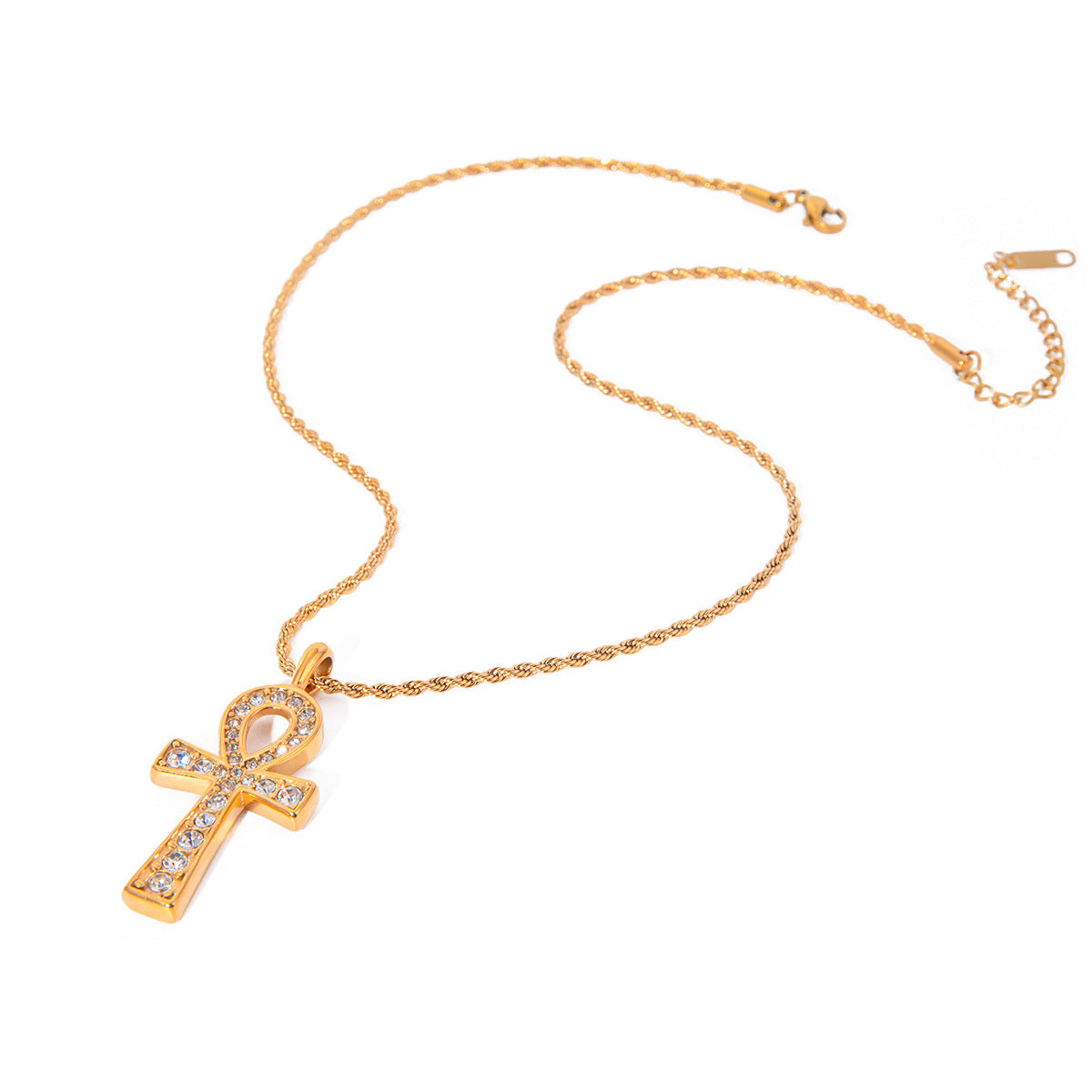 JDN2404024 Cross Pendant Necklace with Zircon Diamond Design Cross Necklace Stainless Steel Necklace for Women