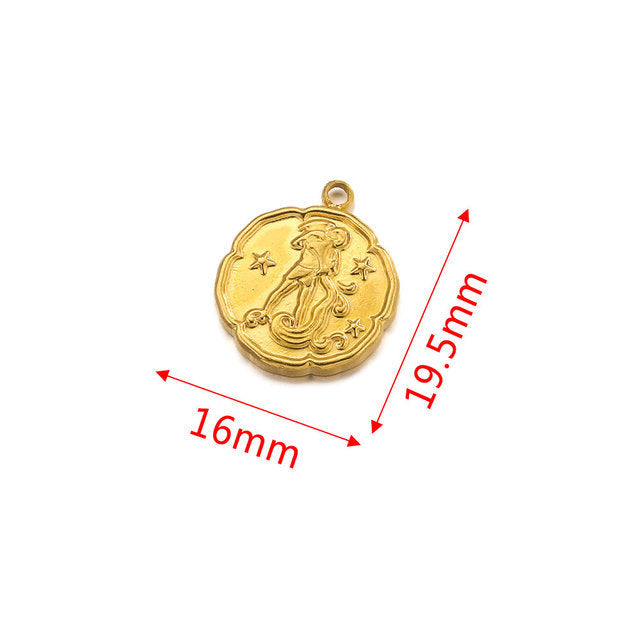 PD15 Zodiac Sign Pendant Stainless Steel Pendant 18k Golden Color Waterproof no Tarnish Pendant