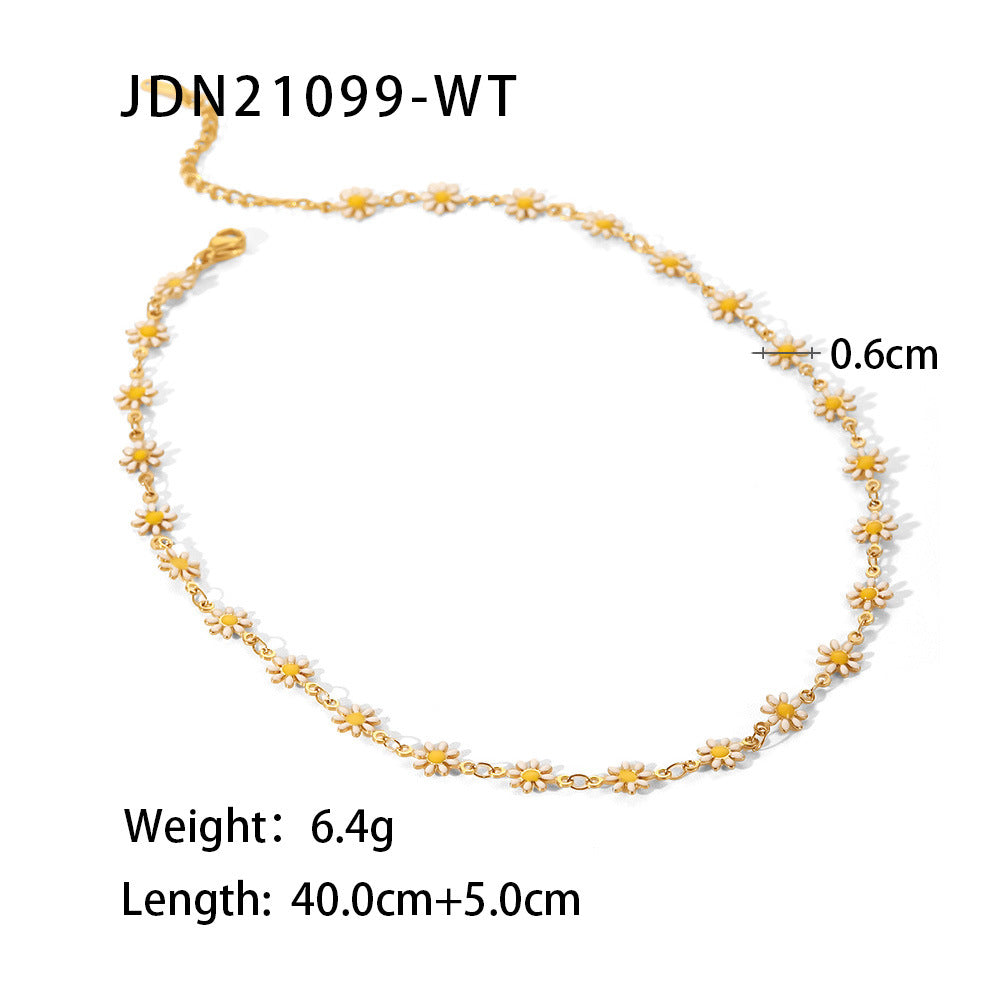 JDB2012635 Stainless Steel Daisy Flower Necklace Bracelet NO tarnish Necklace for Women