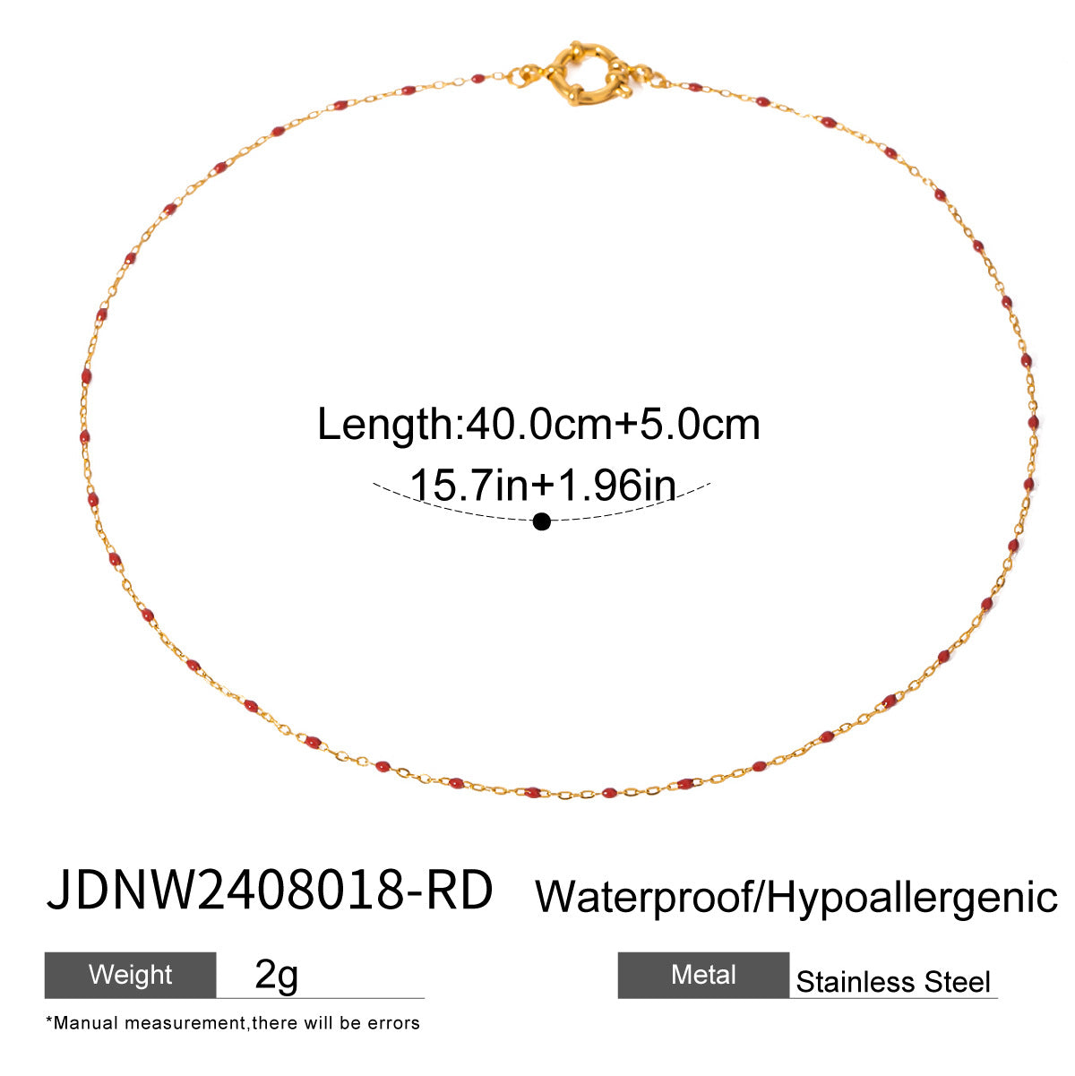 JDN2409026 Natural Crystal Stainless Steel Necklace Red Agate Necklace Heart Pendant Waterproof Chain Necklace