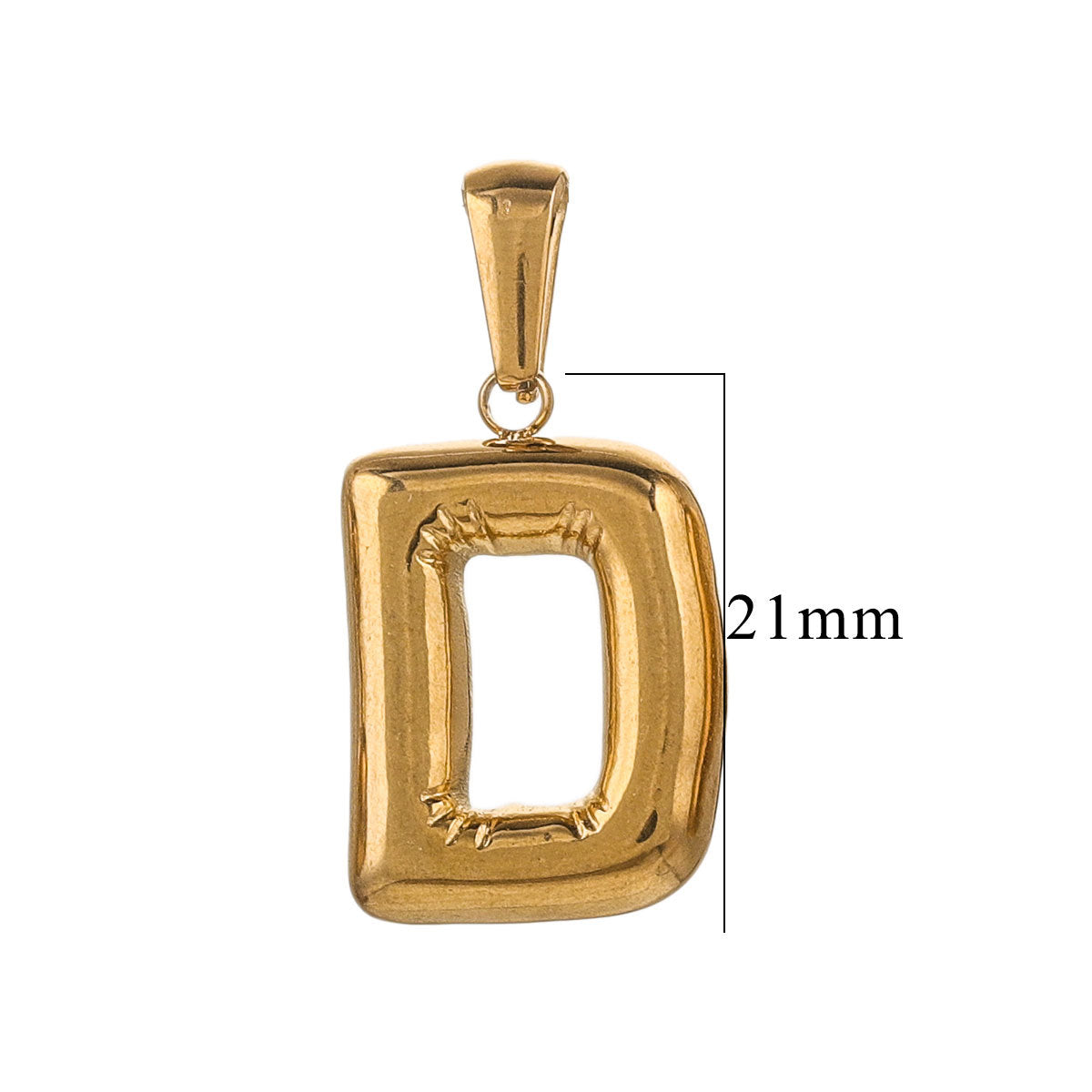 PD12 Puff Letter Pendant with Hook Stainless Steel No Tarnish Waterproof Golden Color Pendant