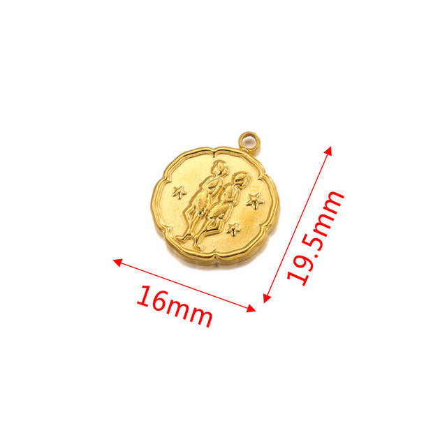 PD15 Zodiac Sign Pendant Stainless Steel Pendant 18k Golden Color Waterproof no Tarnish Pendant