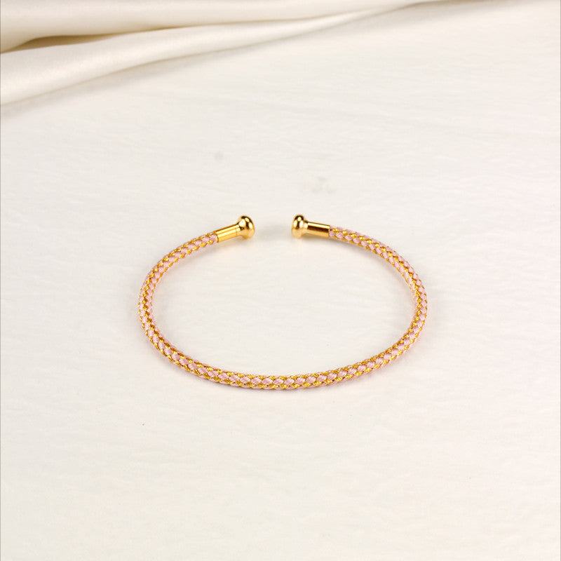 BR99 3mm/18cm Open Braided Bangle Bracelet with Screw Opening String Braid Half Bangle