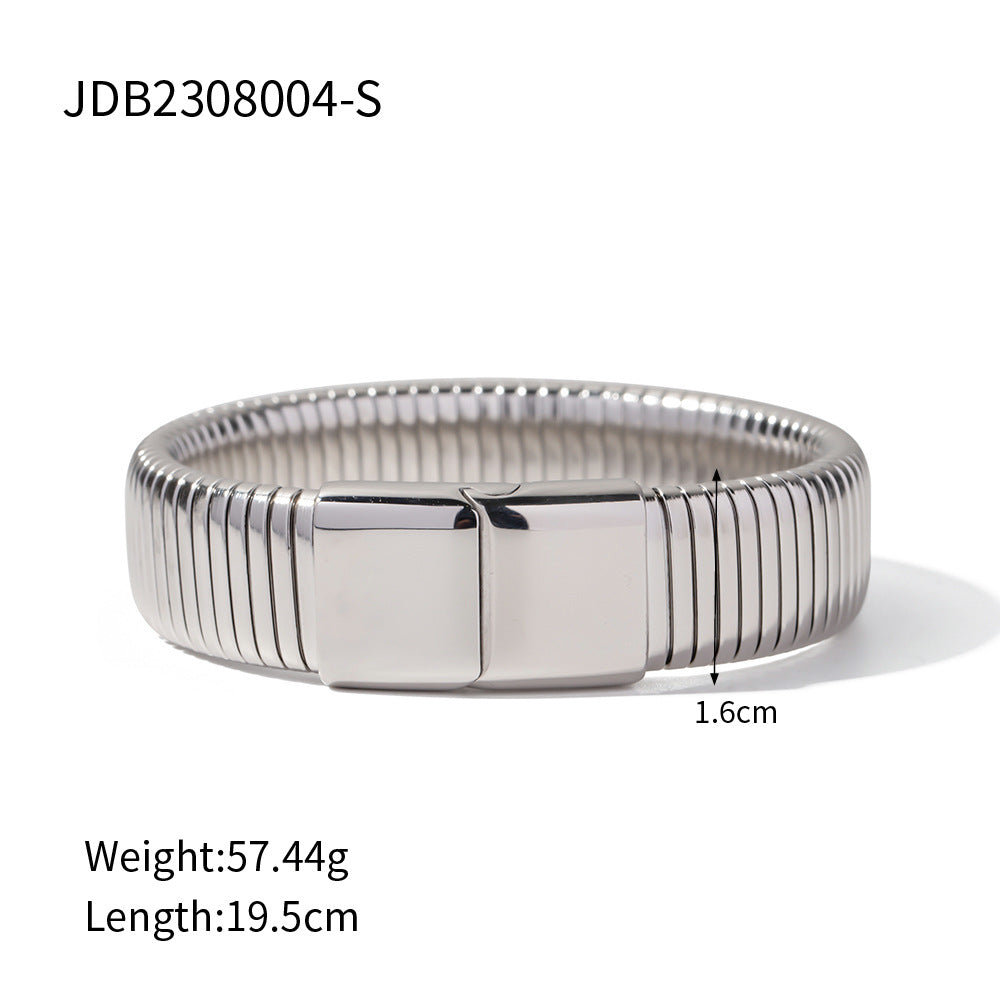 JDB2308004 Stainless Steel Chunky Single Layer Snake Chain Stretch Bracelet for Women