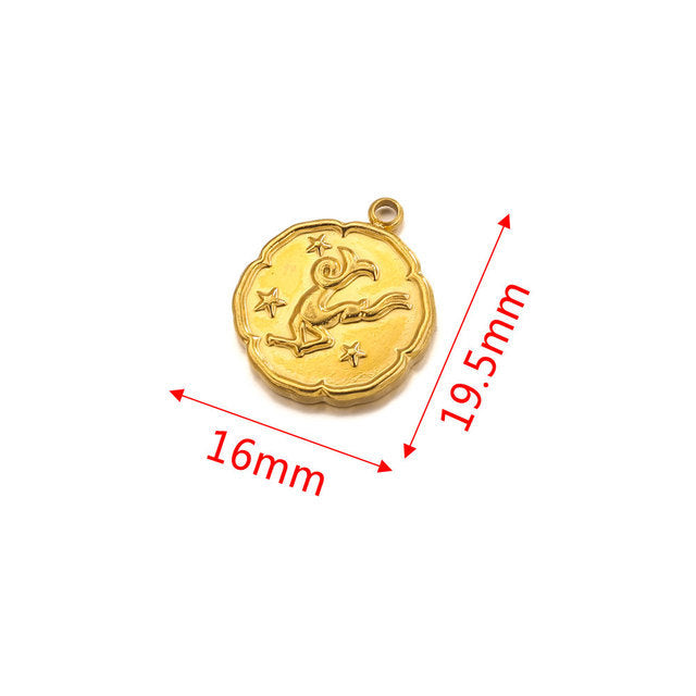 PD15 Zodiac Sign Pendant Stainless Steel Pendant 18k Golden Color Waterproof no Tarnish Pendant