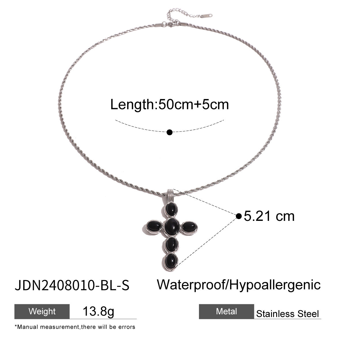 JDN2408010 Cross Pendant Necklace Stainless Steel Necklace Waterproof Chain Necklace for Women