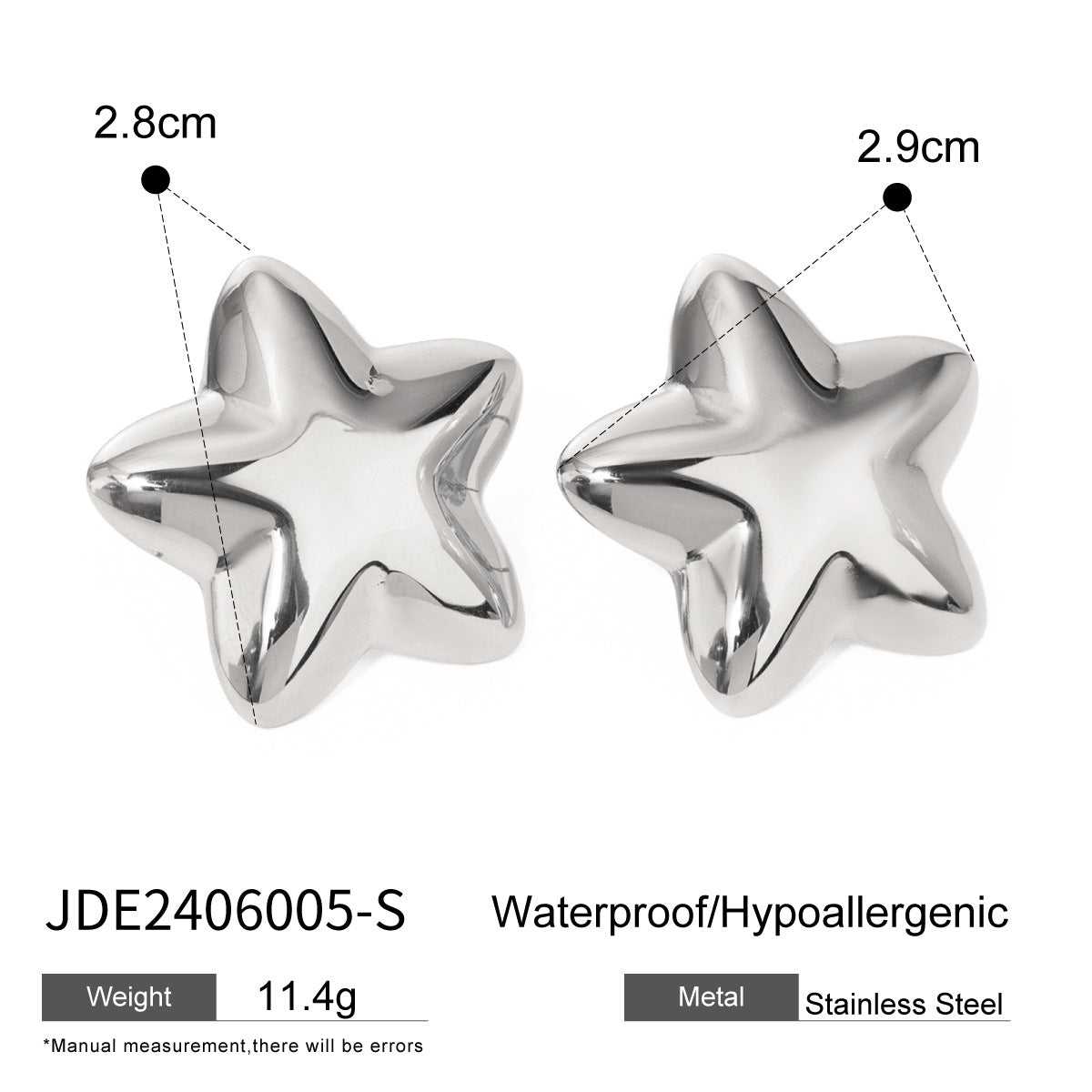 JDE2406005 Stainless Steel Star Pendant Necklace Ring Earrings Set Waterproof 18k Gold Plated Jewelry set