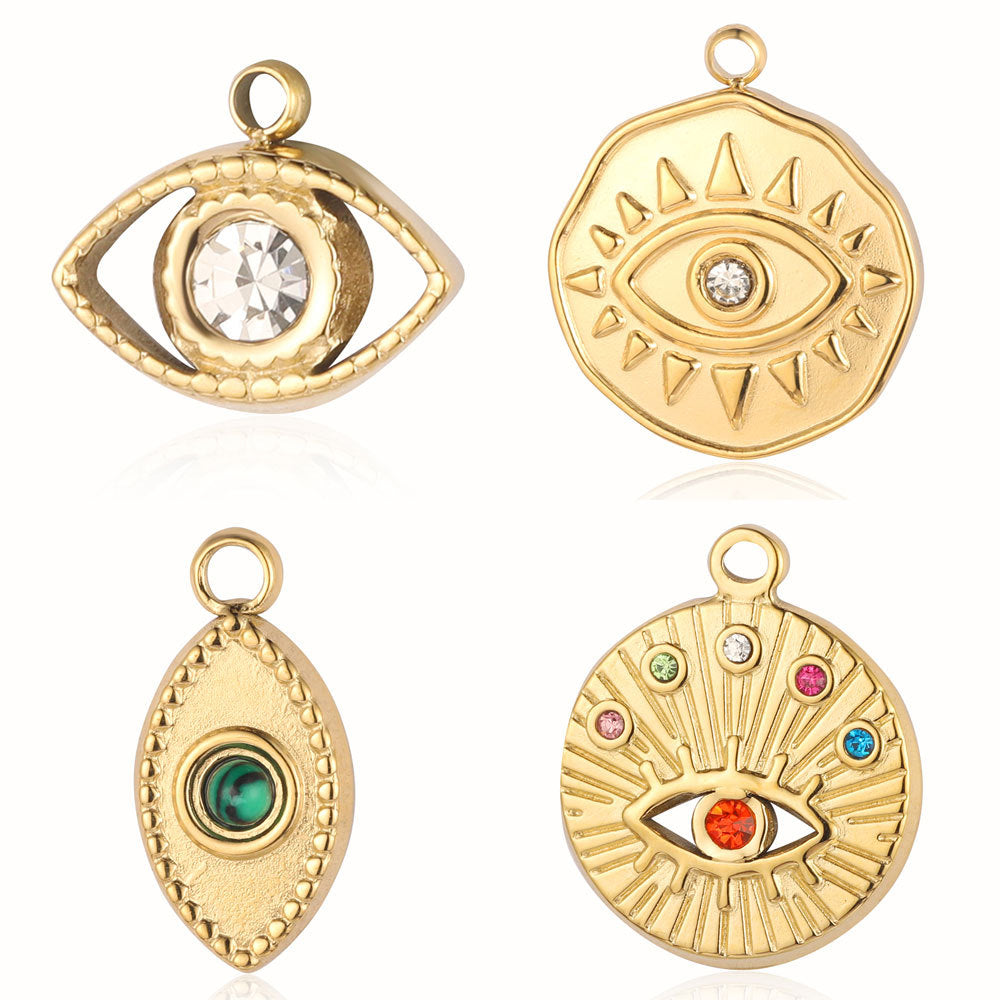 PD04 Evil Eyes Stainless Steel Pendants for DIY Charms Bracelets Necklace